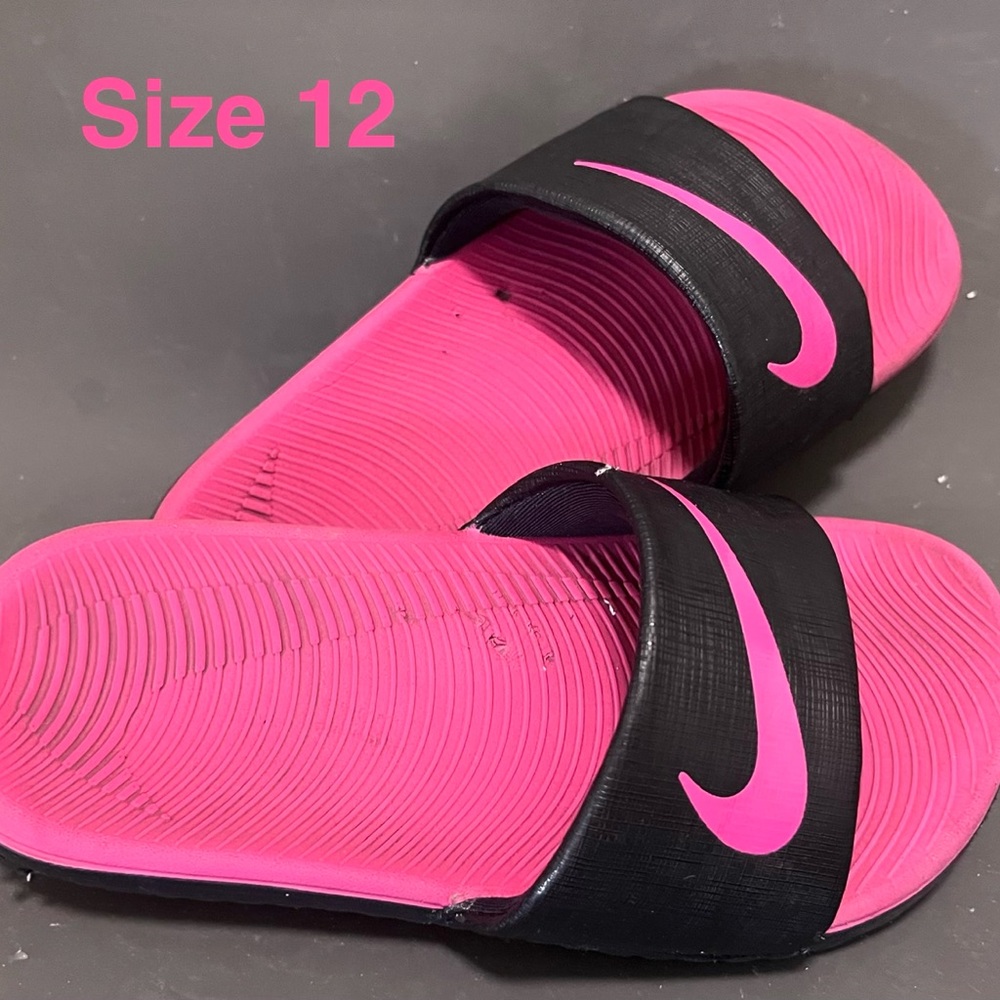 Nike Women’s Hot Pink and Black Slide Sandals
